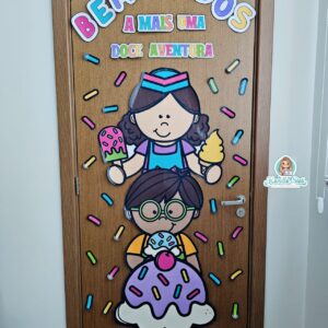 Decoração de porta bem-vindos doce aventura