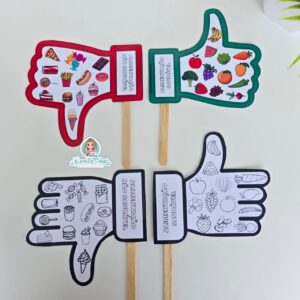 Mãozinhas da Alimentação Saudável e Não Saudável