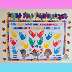 Mural das mãozinhas dia do autismo