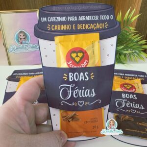 Lembrancinha para sachê de cappuccino boas férias